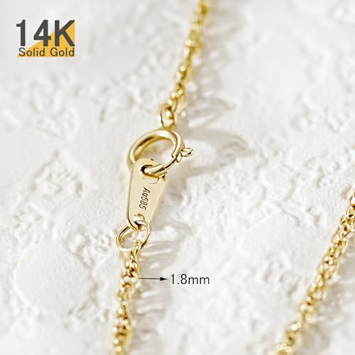 14K Gold Chain Necklace Dainty 1.8mm Thin Rope Link Chain Necklace for Women Men Hypoallergenic Non-Tarnish 16-24 Inch2