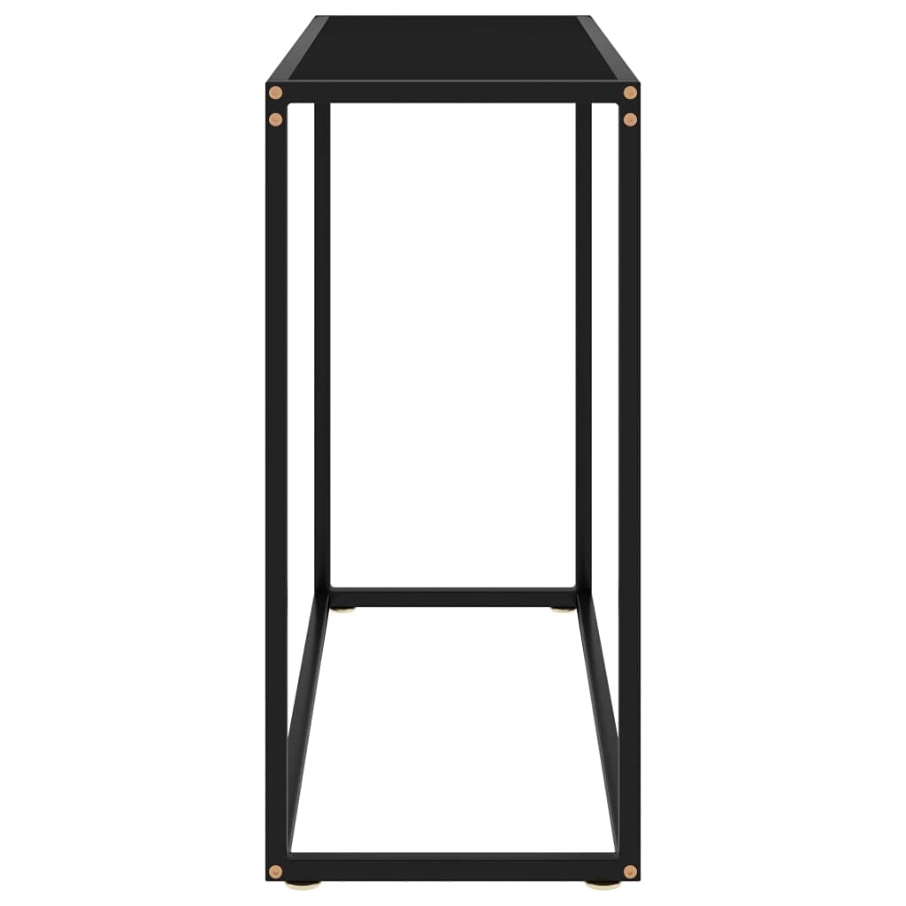 Générique Konsola stołowa czarna 80 x 35 x 75 cm szkło hartowane | Stal malowana proszkowo, wytrzymała i stabilna, łatwa do czyszczenia, stolik boczny do salonu