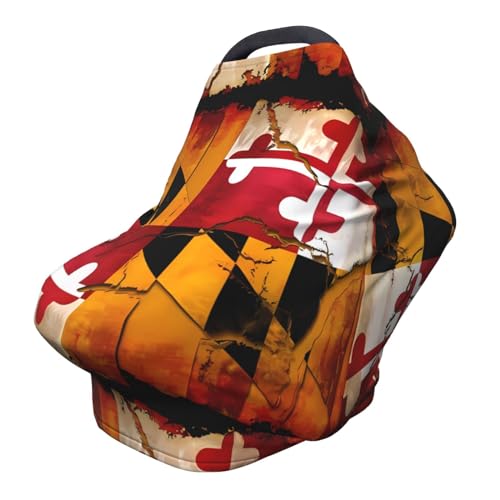 XZDHYZ vintage wooden maryland flag Versatile full-print Stroller Chair Cover/Nursing Cover, specially designed for your baby, Black