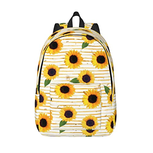 Sac à dos ordinateur portable S blanc à motif plumes colorées et tournesol