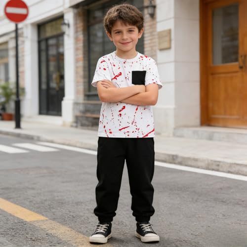 Image of Size 5-13 Years Boys Summer /Spring Outfits Set Short Sleeve T-Shirt & Pants Kids Boys Fall Fashion Clothes Sets