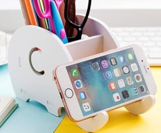 Vellichor Super Cute Elephant Desk / Stationary Phone Holder Organiser | For home, office or school use Pen, pencil, Smartphone stand Pretty Animal Design Home Décor Accessories (100732324)