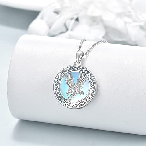 Eagle Necklace Gifts Sterling Silver Moonstone Irish Celtic Knot Pendant Necklace Jewelry November Guardian Animal Necklace For Women Teen Girls Mother Daughter (Moonstone Eagle Necklace-November Guardian Animal) #TOP2