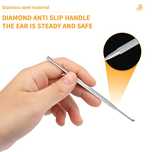 YEEPSYS Ear Cleaner, Ear Pick Earwax Removal Kit, Ear Cleansing Tool Set, Ear Curette Ear Wax Remover Tool with a Storage Box (Silver, 5pcs)