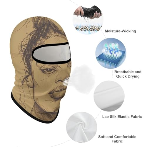 Balaclava para Hombres y Mujeres - Máscara de Esquí Dibujada a Mano, Cubreboca Integral para Ciclismo, Protección contra el Viento y el Frío, Reutilizable y Secado Rápido miniatura 3
