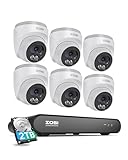 ZOSI C220 8CH 4MP QHD 2.5K PoE Home Security Camera System, 8CH 5MP 3K NVR with 2TB HDD for 24/7 Record, 6 x 4MP(1440p) Dome IP Cameras Outdoor Indoor, Smart AI Human Detection, One-Way Audio