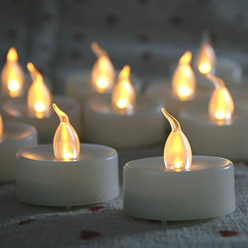 Image of CANDLE CHOICE Battery Operated Flameless Tea Lights Realistic Flickering Electric LED Tealight Candles Set Wedding Party Halloween Christmas Decorations Table Centerpieces Batteries Included 12 Pack