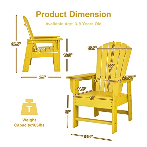 Giantex-Adirondack-Chair-Kids-HDPE-Patio-Chair-Lawn-Chair-with-Ergonomic-Backrest-for-Deck-Porch-Backyard-Poolside-Indoor-Weather-Resistance-Toddler-Outdoor-Chair-2-Yellow Giantex Adirondack Chair Kids HDPE Patio Chair Lawn Chair with Ergonomic Backrest for Deck Porch Backyard Poolside Indoor Weather Resistance Toddler Outdoor Chair 2 Yellow