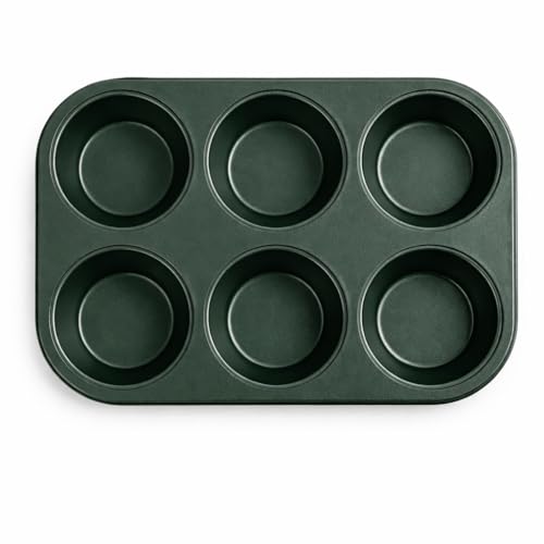 Wees Beyond Non-Stick Muffin Pan 6 Cup Easy Release Cupcake Pan 10.5 x 7.5 Inch Carbon Steel Muffin Tray for Baking Durable Muffin Tins for Cupcakes Muffins & Mini Cakes Easy Clean Cupcake Tin