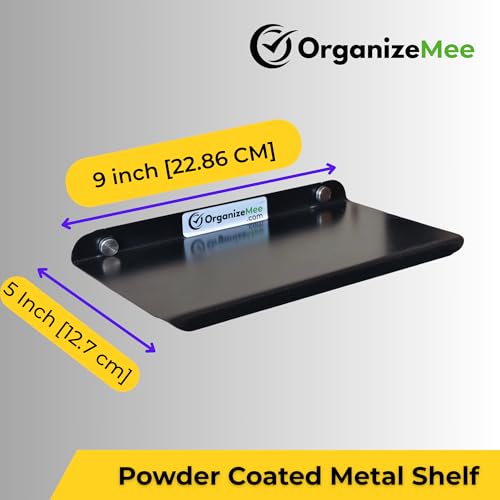 Image of 9 Inch Set 4 Black Wall Shelf - Metal Floating Shelf for Wall, Wall Mounted Shelves, Modern Wall Shelf for Bedroom & Living Room Storage, Minimalist Wall Mount Shelf (22.86 CM Long X 12 CM deep)