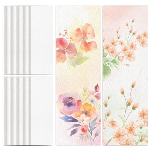 Prudiut 60 Pcs Watercolor Bookmarks 140 lb/300 GSM Blank Bookmarks Watercolor Paper Cards Artist Trading & Artists Collectible Editions for Paint DIY Projects Mothers Day Gifts Tag(1.9 x 5.9 inch)