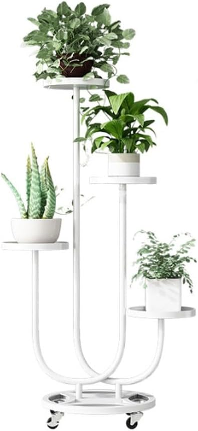 Multi Tiered Plant Stand Indoor Chuangyou Home Balcony Floor-Standing Iron Flower Rack Indoor Storage Rack Living Room Plant Rack Corner Outdoor Plant Stand(A)