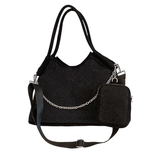 Sac à bandoulière de grande capacité Morain Noir pour les courses et le shopping quotidien