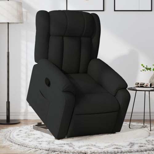 Molumvel - Sillón eléctrico relax con ayuda para levantarse - Sillón de TV de tela, ajustable manualmente - Sillón senior para salón, color negro