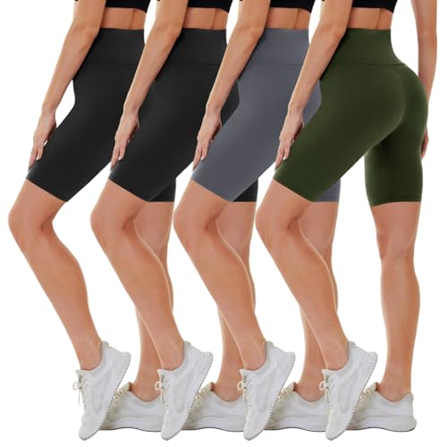 Image of CAMPSNAIL 4 Pack Biker Shorts for Women High Waist - 5 inch /8 inch Tummy Control Soft Athletic Yoga Workout Running Gym Shorts