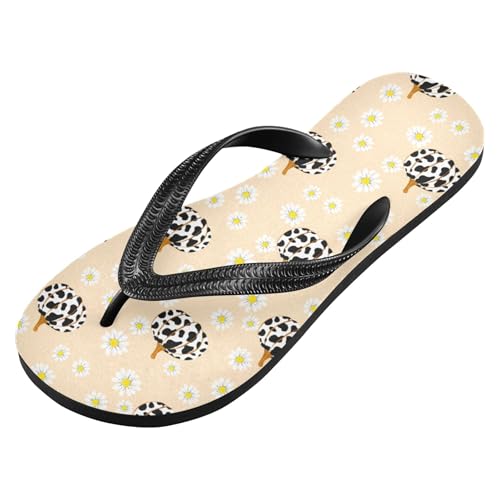 Burbuja Pumpkins with Cow Print Flip Flops for Women Men, Soft Thong Sandals Rubber Slippers for Pool Beach Essentials2