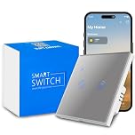 Apple HomeKit Smart Light Switch 1 Gang, Neutral Wire Required, Glass Touch Panel, UK Standard 86×86, Voice Control via Siri, No Hub, Grey/Gold (Grey, 2Gang-Neutral Need)