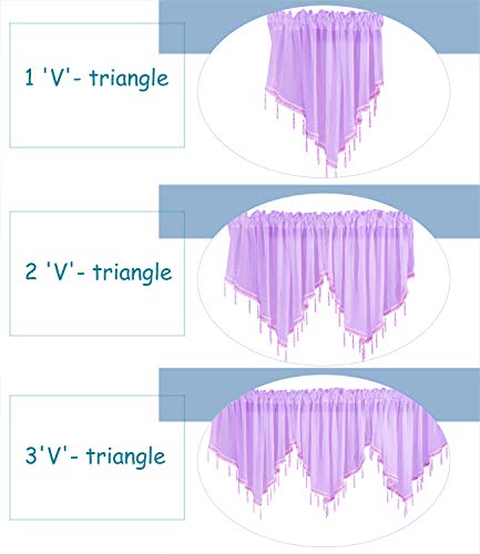 Molaxhome Lace Valance Swag Curtain 51 Inch Scalloped Sheer Curtain Panels with Crystal Beads - Image 4
