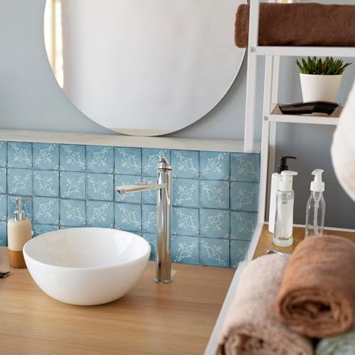 Image of 40 PC Pack (6 X 6) Thin Art Artistic Bohemian Peel and Stick Wall Sticky Backsplash Vinyl Waterproof Removable Tile Sticker Decals for Bathroom & Kitchen, (C, 6X6)