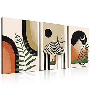 Framed Boho Wall Art Set of 3 for Modern Decor