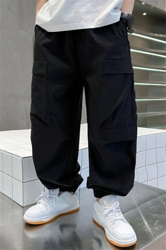 SANGTREE Boys Cargo Pants Outdoor Quick Dry Lightweight Casual Jogger Pants with Zipper Pockets, 4-14 Years3