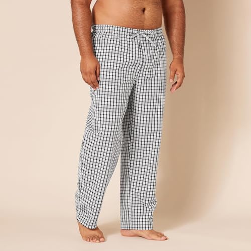 Image of Amazon Essentials Men's Cotton Poplin Straight-Fit Pajama Pants with Pockets, Elastic Waist, Drawstring