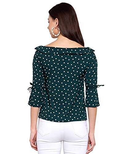 Image of Style Quotient Women Polka Printed polycrepe Smart Casual top