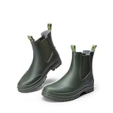 DREAM PAIRS Stiefel Damen Gummischuhe Halbhoch Chelsea Boots Frauen Ankle Wellies Wasserdicht Regen Bequem Anti-Rutsch,Size 41,Dunkelgrün,SDRB2405W-E