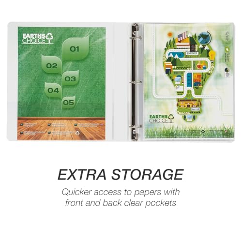 Image of Samsill Plant-Based 1 Inch Durable Round Ring, View Binder, Eco-Friendly, USDA Certified Biobased, Single, White