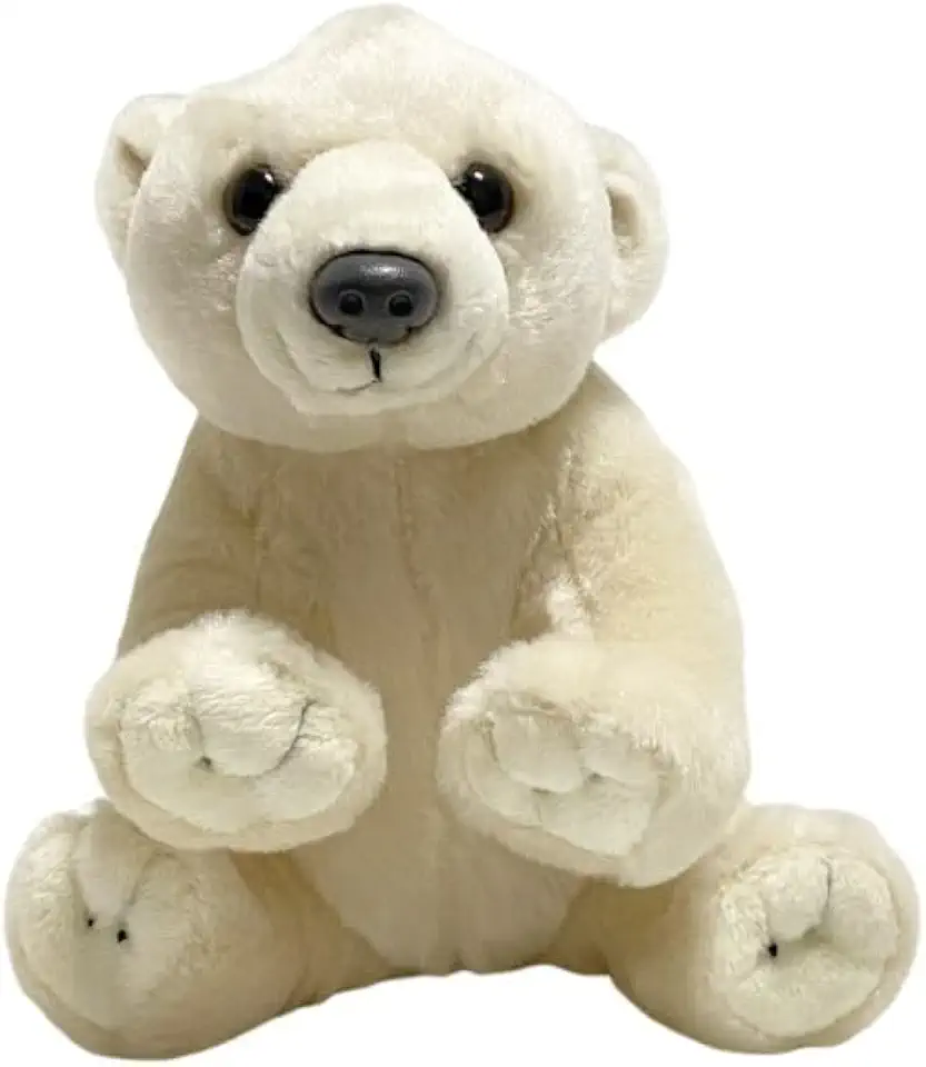 Realistic Sitting Polar Bear Plush Toy, Soft Stuffed Arctic Animal Doll