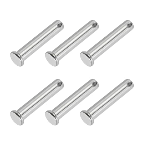 PATIKIL クレビスピン 6個 10mm x 50mm シングル穴 304ステンレス フラットヘッドピン 機械 家具 芝刈り機用 シルバー