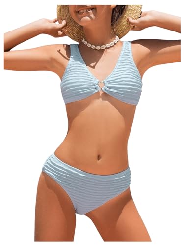 Image of SOLY HUX Girl's V Neck Ring Linked Bikini Sets Bathing Suits Two Piece Swimsuit