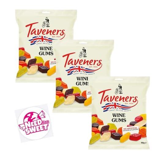 Britische Wine Gums von Taveners - 3 x 900g Party Pack, traditionell hergestellt inkl. Needforsweet® Aufkleber - Bundle
