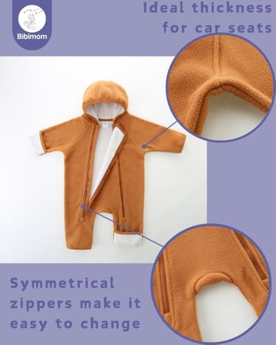 Baby Romper Winter Boy Girl Solid Polar Fleece Zipper Fold-over Mitten Footie Hooded Jumpsuit Outerwear Fall Spring4