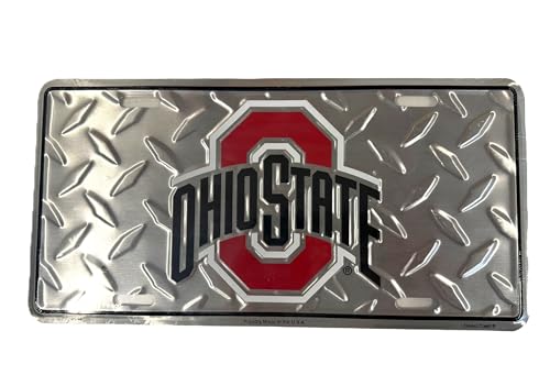 Ohio State University Buckeyes Diamond Metal College License Plate Wall Sign Tag