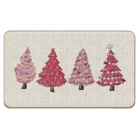 Lacosu Pink Christmas Tree Door Mat Doormat,Christmas Tree Doormat Indoor Outdoor Entrance Floor Mat,Pink Christmas Decorations Decor,17"X30" Cover