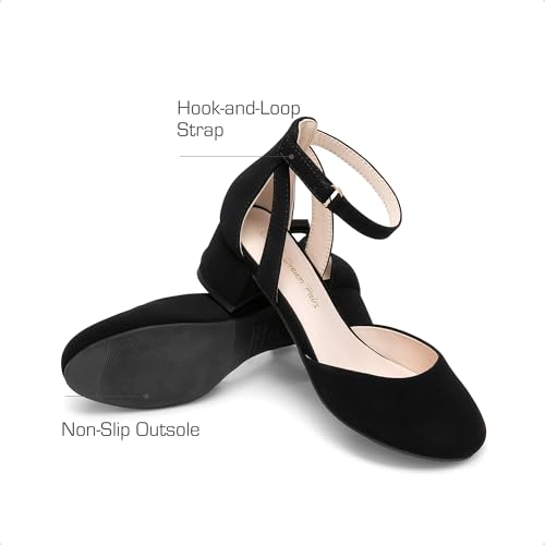 DREAM PAIRS Girls Dress Shoes Closed Toe High Heels Ankle Strap Toddler Little Big Kid Wedding Flower Party Pump4