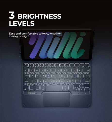 Image of Dexnor for iPad mini 7 (A17 Pro) /Mini 6 Case with Keyboard, Magnetic Floating Cantilever Stand with Trackpad Pencil Holder Backlit Keyboard Case for iPad mini 7th(2024) /6th (2021) Generation, Blue