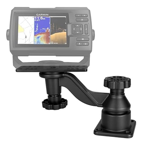 Image of Heavy Duty Fish Finder Mount with Swing Arm, All Aluminum Marine Electronic Mount for Boats, 360 Rotation Depth Finder Mount Compatible with Garmin Lowrance Humminbird, Holds 5 inch-12 inch Screens