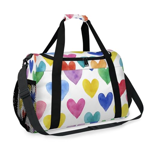 Love Watercolor Colorful Travel Duffel Bag Weekender Overnight Bags for Women Men Foldable Waterproof Tote Bag with Trolley Sleeve2