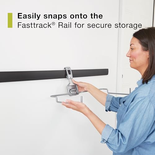 Image of Rubbermaid Garage Fasttrack Recycling Bin Wall Mounted Recycling System Holds up to 50 pounds Blue /Satin Nickel for Home /Garage