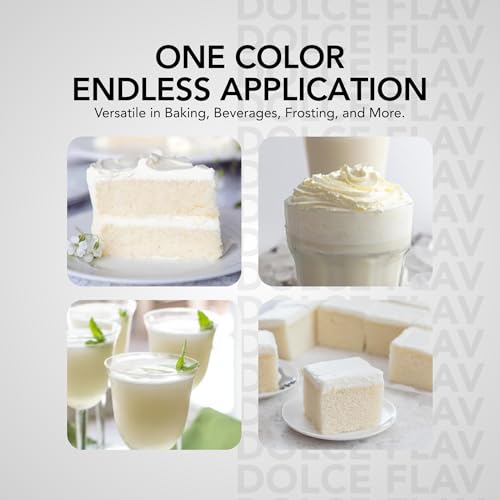 Image of Dolce Flav Natural White Food Coloring - 2 oz Liquid Whitening Dye from Palm Oil with Graduated Dropper | Water-Soluble | For Frostings, Fillings & Beverages | Kosher | Made in USA