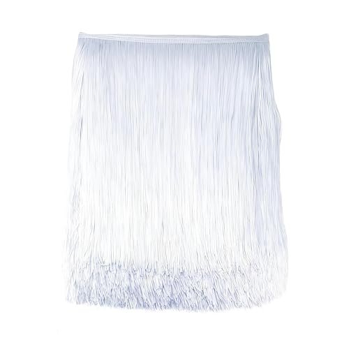 10 Yards 12'' Width Fringe Trim Tassel Sewing Trim Lace Polyerter Fibre Tassel for Clothes Accessories Latin Wedding Dress and DIY Lamp Shade Decoration (White)