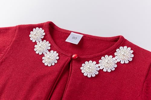 Kids Girls Bolero Shrug 100% Cotton Knitted Cardigan Girls Long Sleeve Jacket Dress Cover Up for Spring Summer3