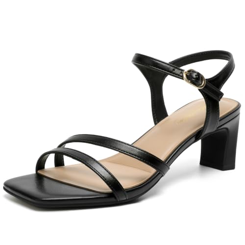 Image of Mostrin Strappy Heels for Women Square Open Toe Lace Up Heeled Sandals Ankle Strap Sexy Stiletto High Heels for Party, Prom, Dating, Wedding
