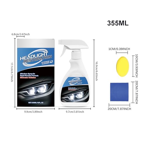 Kit ripristino Lente Faro | Soluzione di restauro Trasparente con Asciugamano in Spugna, Kit di Riparazione per lucidatura fari Automatici per miglioramento 'Illuminazione Esterna 'Auto, visib