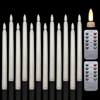 JACEPFY LED Taper Candles 12PCS Battery Operated Tapered Candle Lights with Remote Control Flickering Flameless Ivory Timer Candles for Home Easter Wedding Window Decor