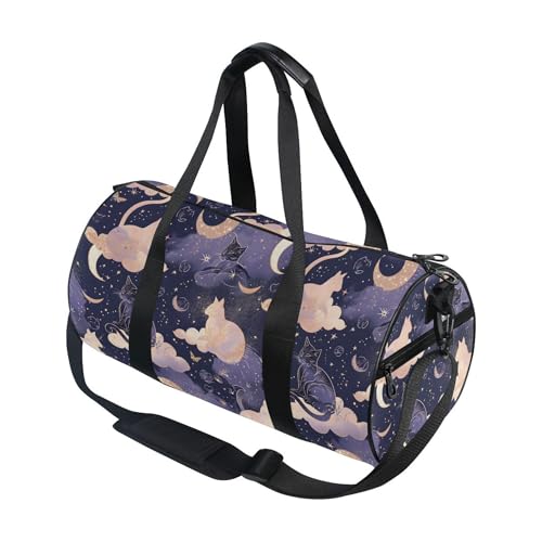 MNSRUU Sports Duffel Bags, Cat Moon Athletic Gym Bag Overnight Workout Travel Tote Luggage for Men Women Yoga3