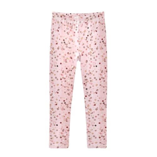 Rose Gold Pink Glitter Kids Girl's Basic Leggings Soft High Waisted Activewear Sports
