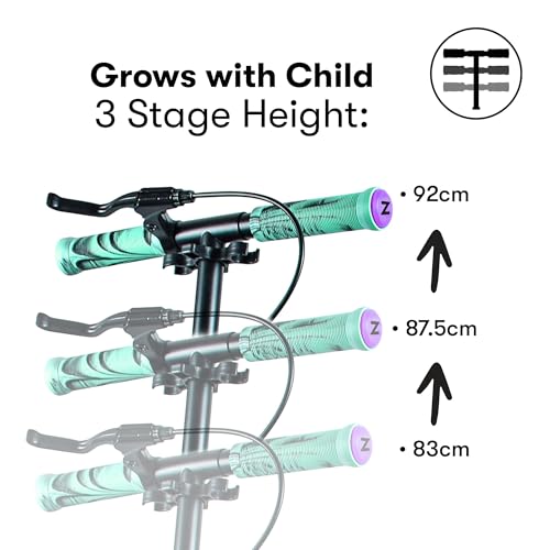 Image of Zinc Verge Pro Kids Scooter - Big Wheel Kick Scooter for Ages 6+, Foldable 2-Wheel Scooter with 200mm Wheels, Lightweight, Height Adjustable, Rear Footbrake, Supports up to 100kg, Black & Green